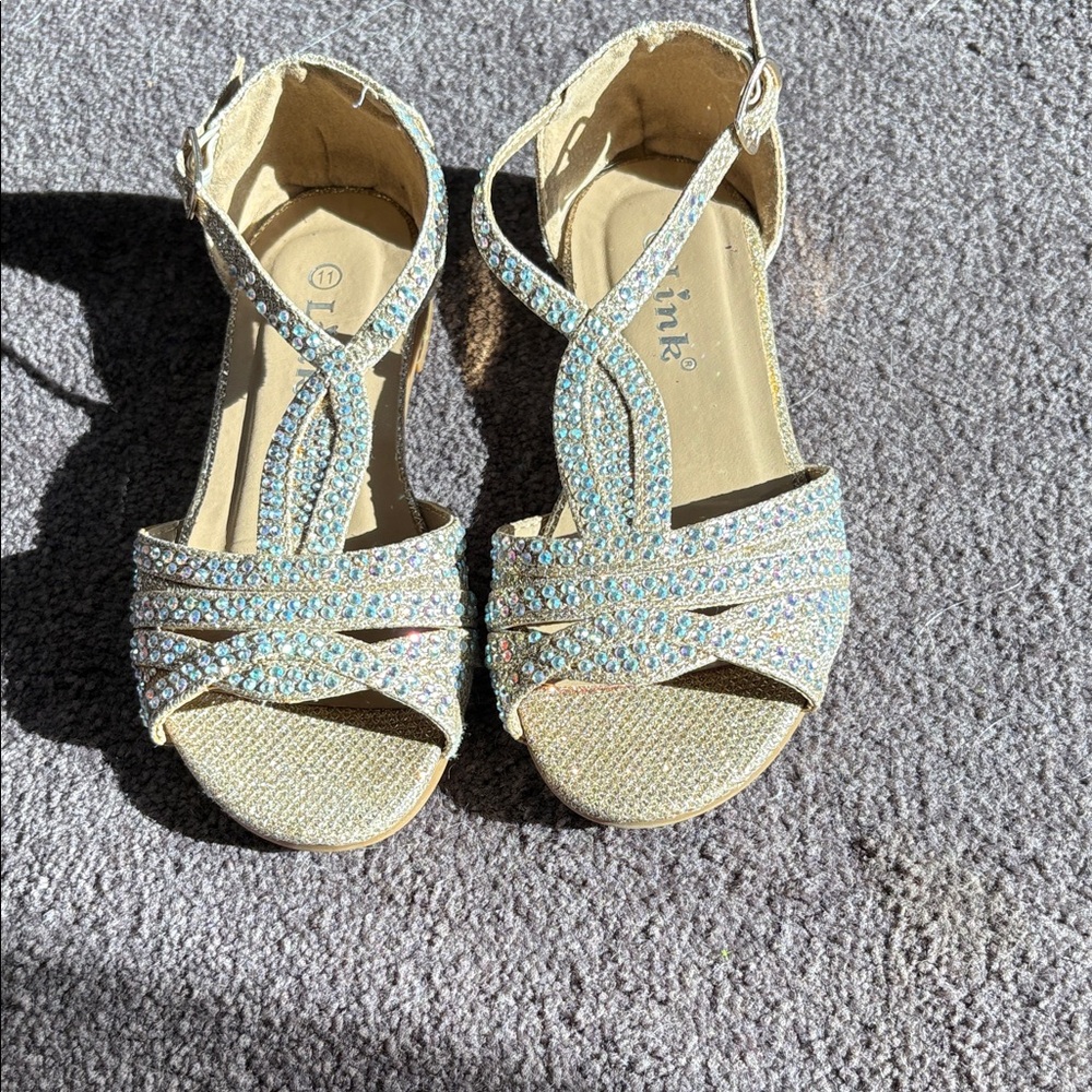 Sparkling Girls size 11 evening formal sandles.